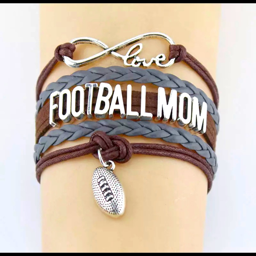 Football Mom multilayer faux leather bracelet